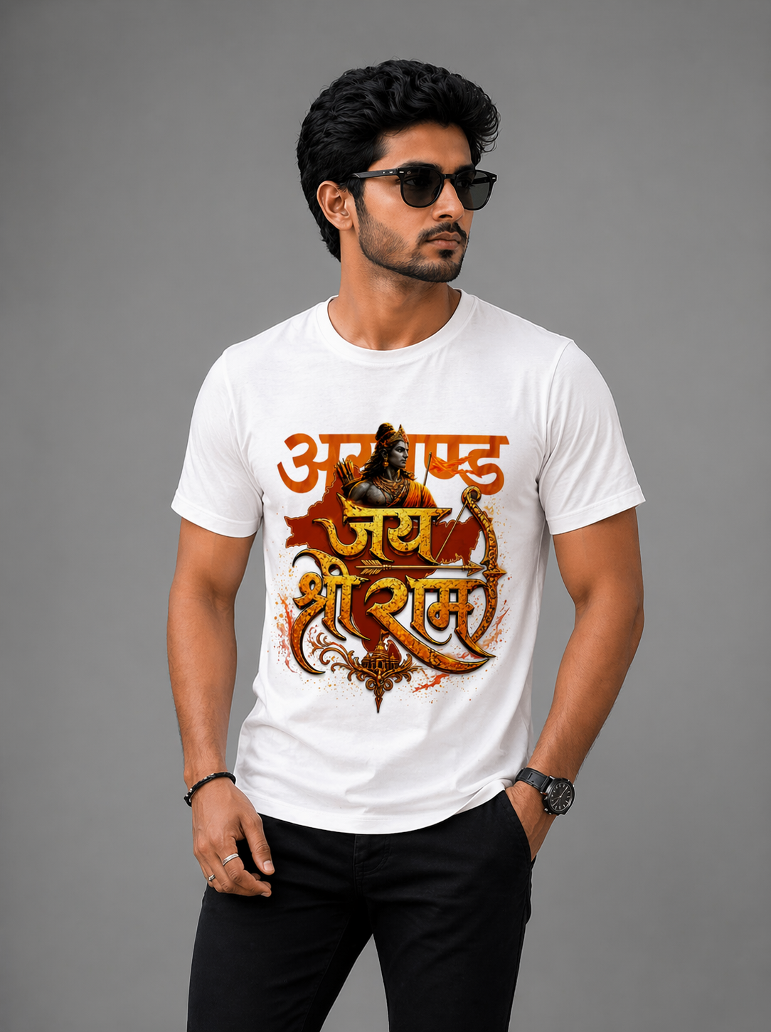 जय श्री राम –  अखण्ड भारत Golden Primium T-Shirt