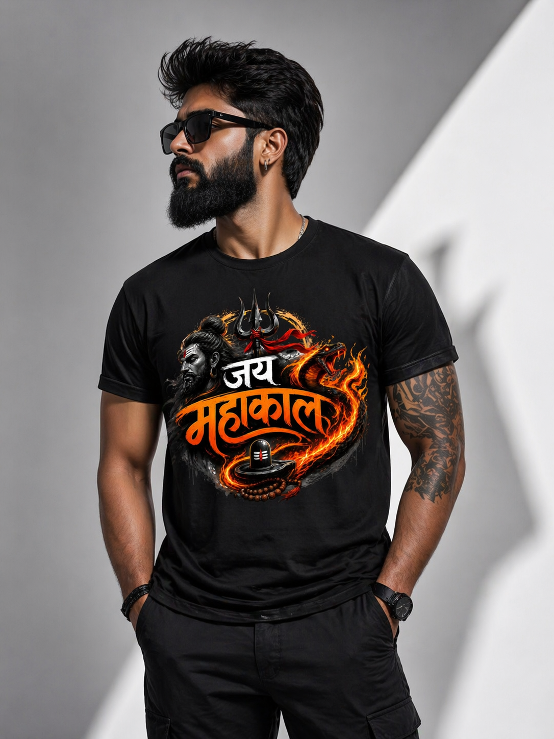 जय महाकाल | शिव रौद्र शक्ति अग्नि डिजाइन T-Shirt