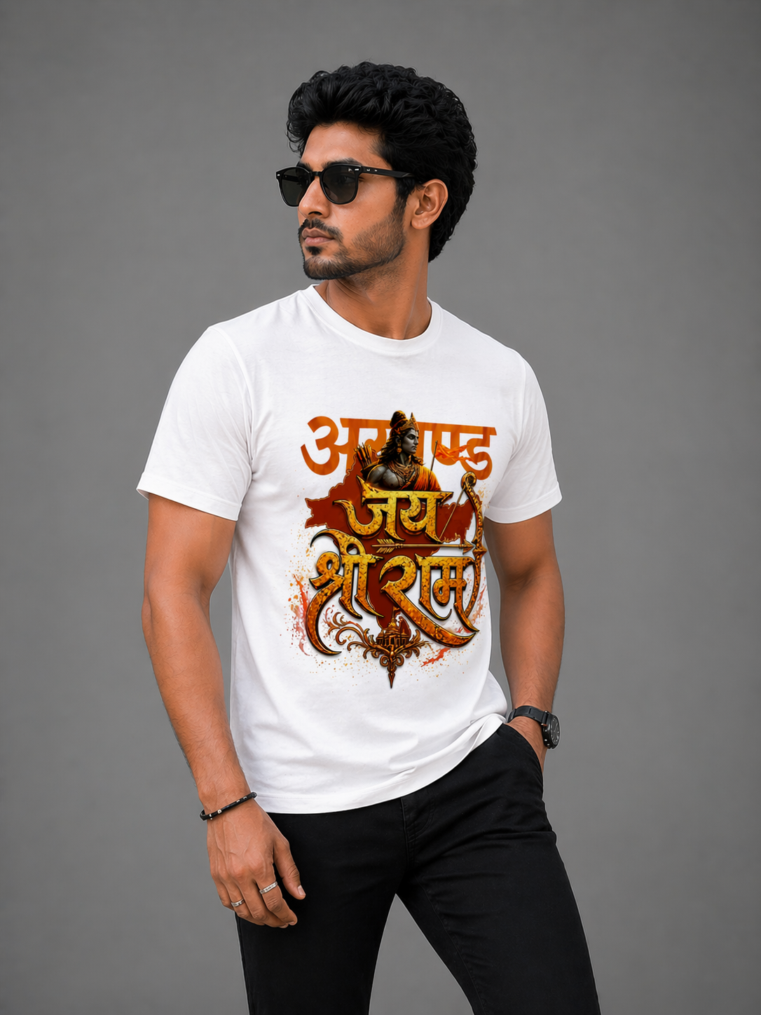 जय श्री राम –  अखण्ड भारत Golden Primium T-Shirt